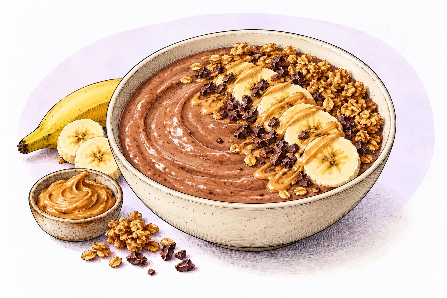 Illustration zum Rezept „Erdnussbutter-Bananen Bowl“