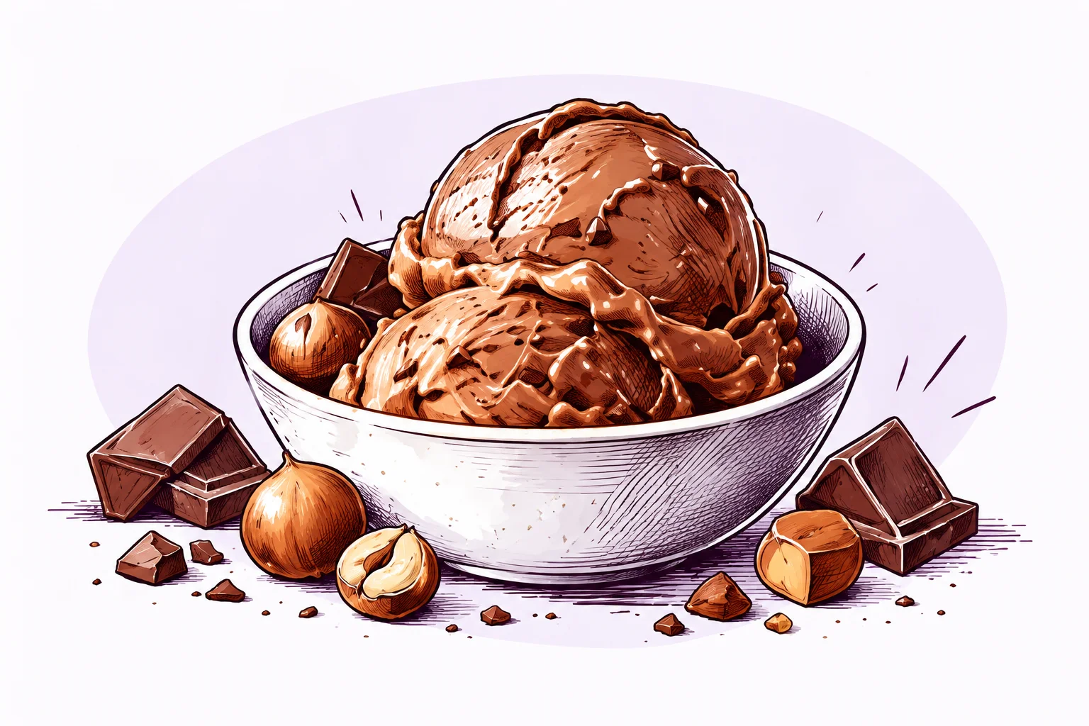 Illustration zum Rezept „Bacio - Schokoladen-Haselnuss Gelato“
