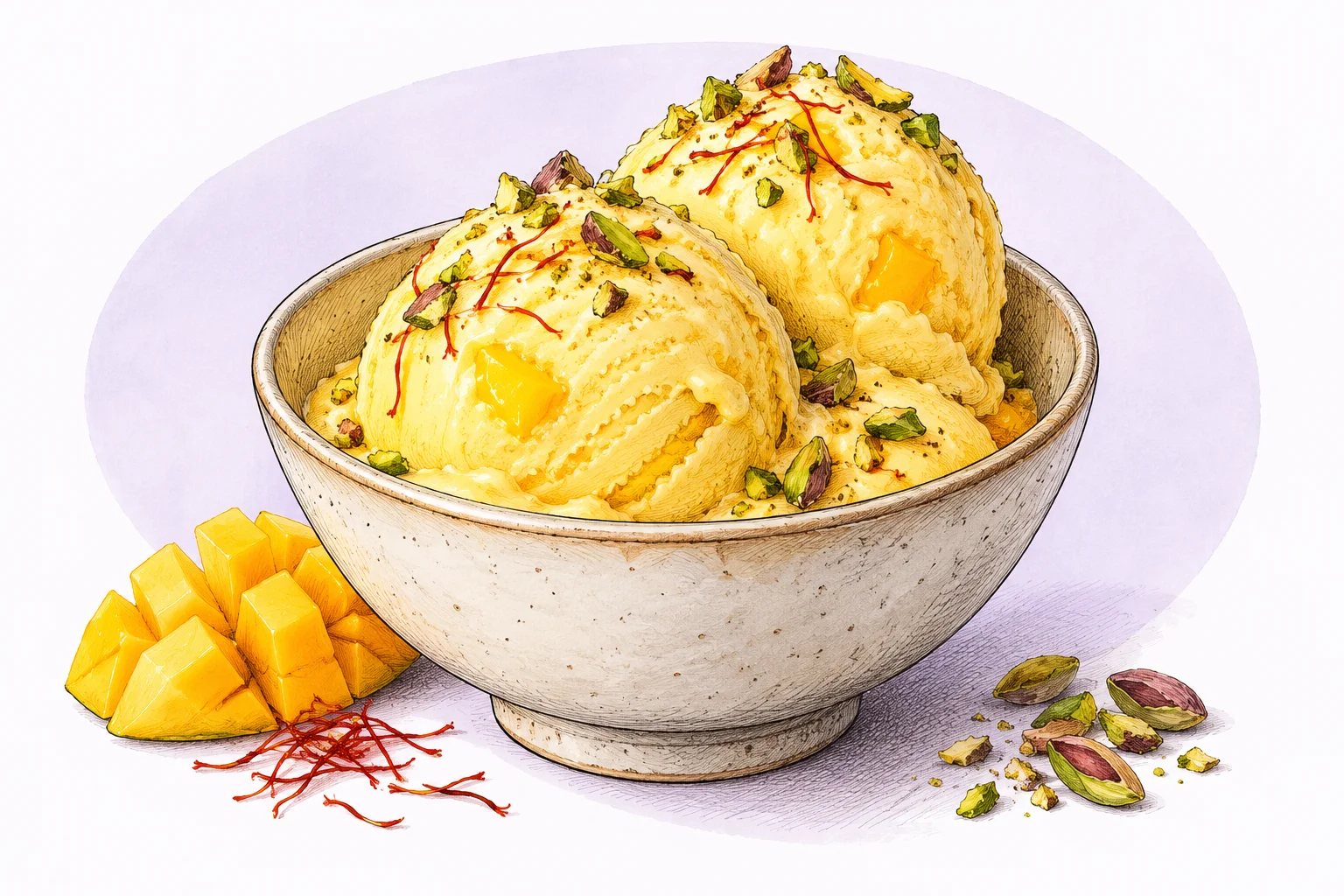 Illustration zum Rezept „Mango Lassi Frozen Yogurt“