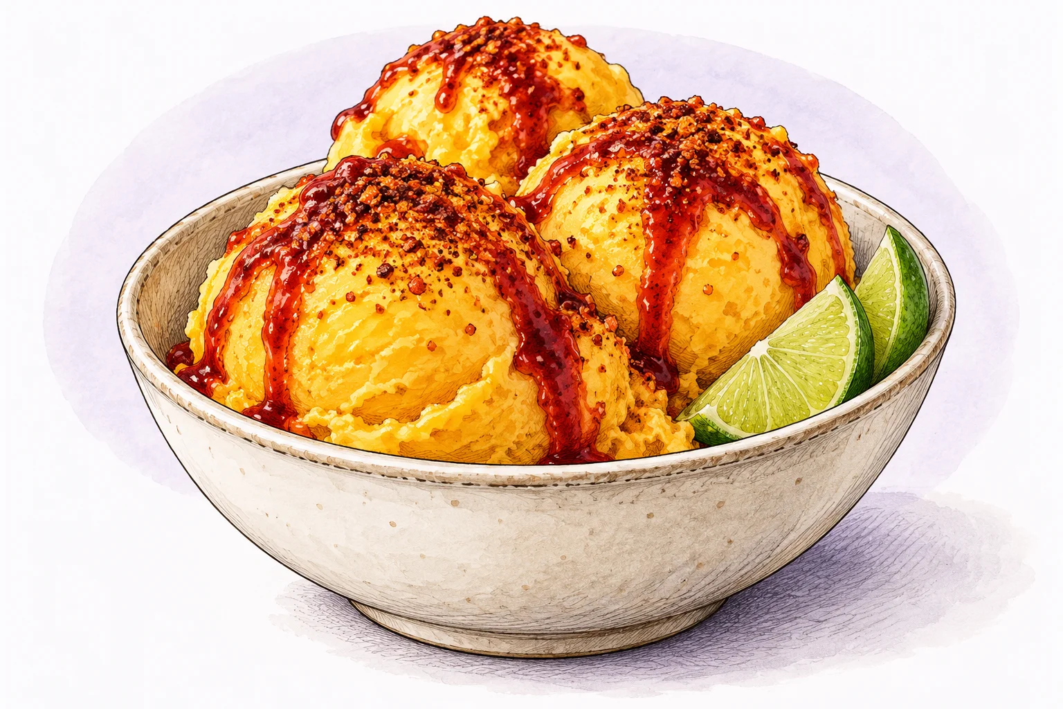 Illustration zum Rezept „Nieve de Mango con Chamoy“