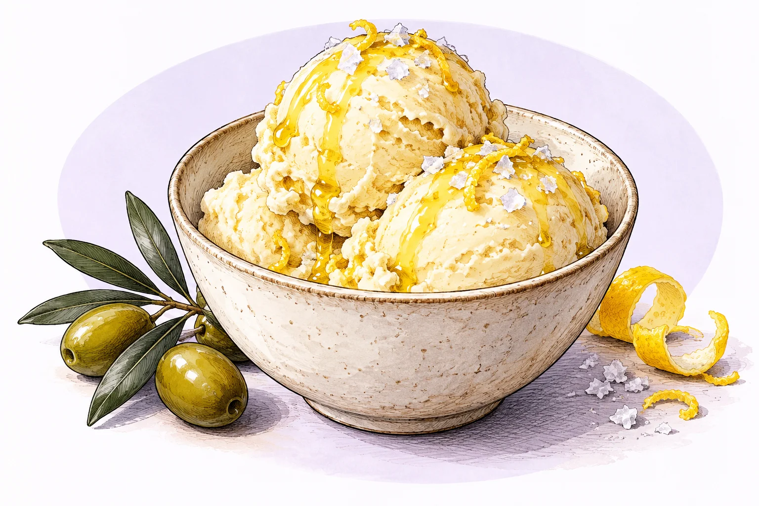 Illustration zum Rezept „Olivenöl-Meersalz Eis“