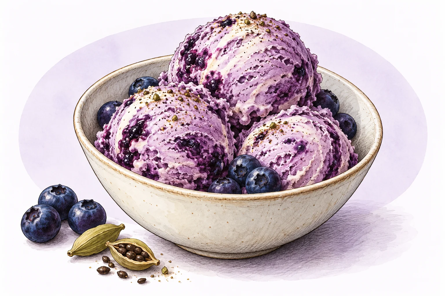 Illustration zum Rezept „Schwedisches Blaubeer-Kardamom-Eis“