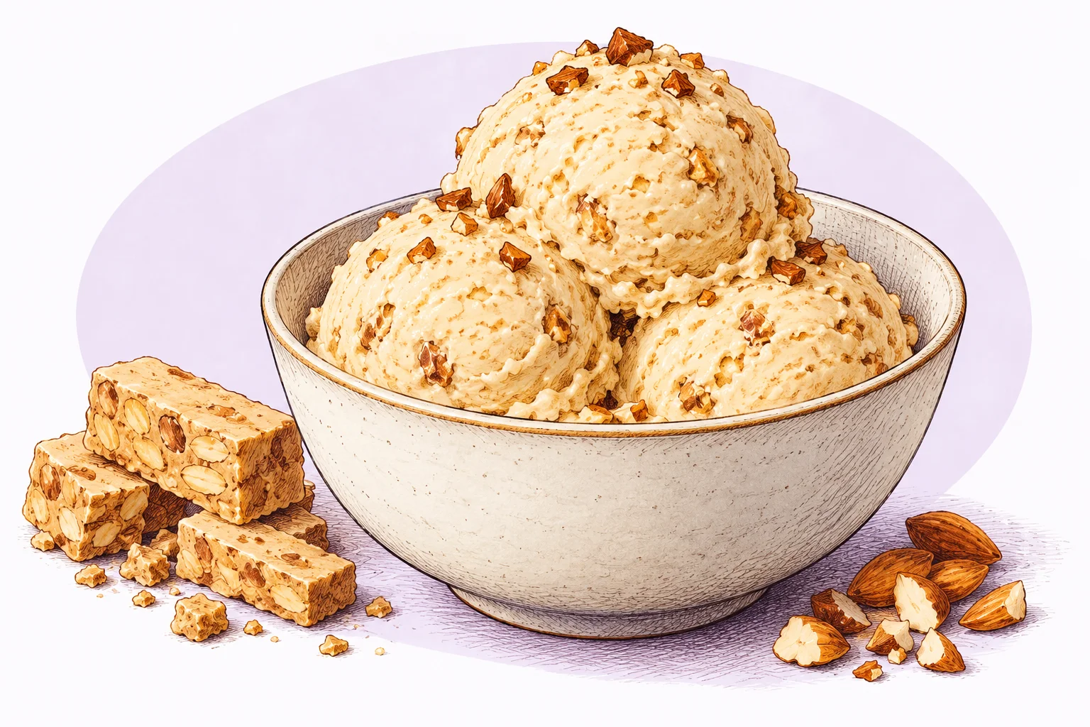 Illustration zum Rezept „Spanisches Turrón-Eis“
